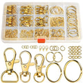 LEOBRO Keychain Making Kit, 265PCS Keychains Clips and Key Rings, Metal Lobster Claw Clasps and Key Chain Rings, Key Rings Bulk, Keychain Rings, Clip for Key Chains, Jewelry Making, Crafts, Gold - color: B-Gold