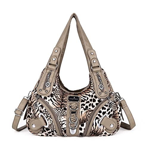 Angelkiss Hobo Purses and handbags for Women Satchel Handbag Women Purses Large Daily Shoulder Bags - color: Brown/Beige