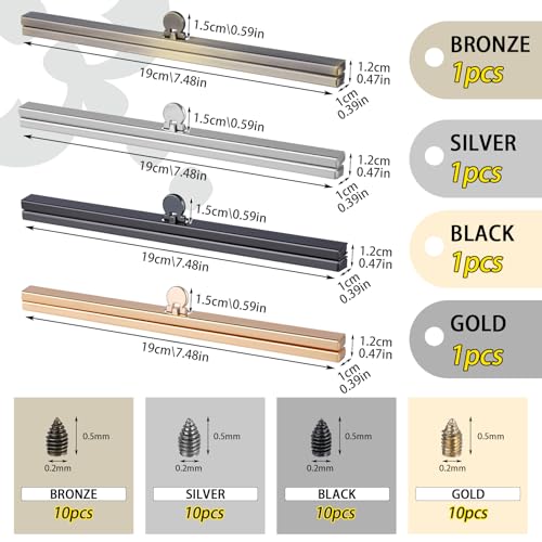 BUTUZE 4 Pieces Bag Clasps, 7.48inch Metal Purse Clasp, Coin Purse Clasp, Flip Lock Wallet Frame, Clutch Frame, Purse Clasp Hardware, Metal Straight Wallet Frame, Purse Making Supplies