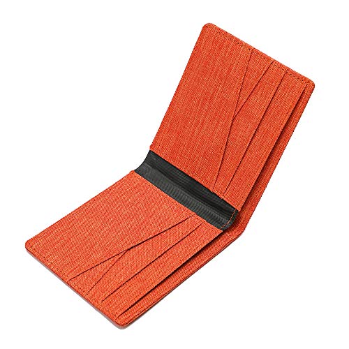 Lanyani Minimalist Fabric Wallet Bifold RFID Blocking - color: Orange