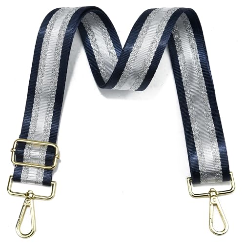 LVYOUME Purse Strap Silver Hardware Wide Bag Straps Replacement Crossbody Adjustable Shoulder Strap for Purses - color: Goldhardware-bluesilverwhite-315