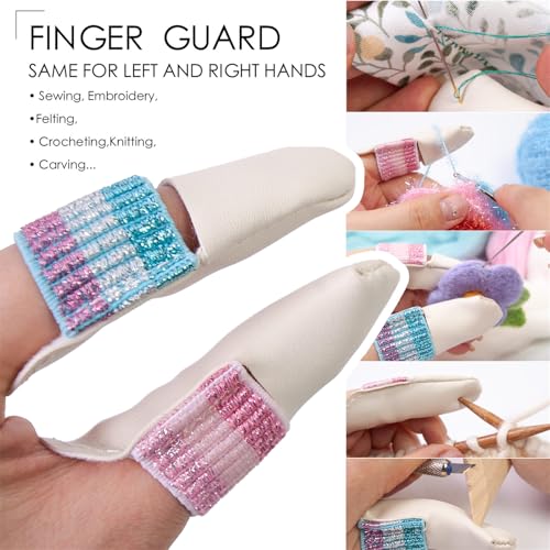 1 Pair Finger Protector Knitting Finger Guards Leather Thimbles Needle Felting Supplies for Hand Sewing Embroidery