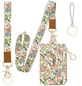 Bolimoss Aesthetic Lanyard with ID Holder for Women & Nurses - Floral ID Badge Holder with Neck Lanyard & 4 Card Slots, Side Zipper Pocket - color: Blooming Flowers