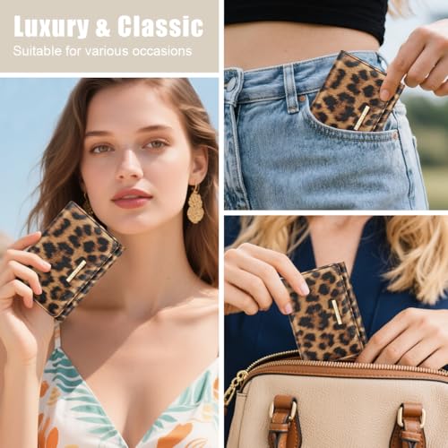 Leopard Wallets Women Luxury Faux Leather Cheetah Print Wallet | Chic RFID Blocking Womens Small Trifold Credit Card Holder Ladies Mini Purse, Leopard Print - color: Leopard