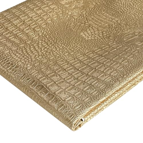Soft Crocodile Textured Marine Vinyl Faux Leather Pre-Cut 1 Yard-Golden | Alligator Fabric Embossed Synthetic Leather for DIY Upholstery, Crafts, Handbags, Furniture，Individual 1 Yard Cut 36"x54" - color: Gold