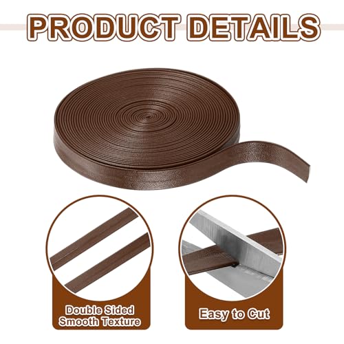 uxcell 5 Yard 10mm PU Faux Leather Strips, Fold Over Leather Strap Roll Double Sided Faux Supplies for DIY Craft Projects, Brown - color: Brown, size: 10mm