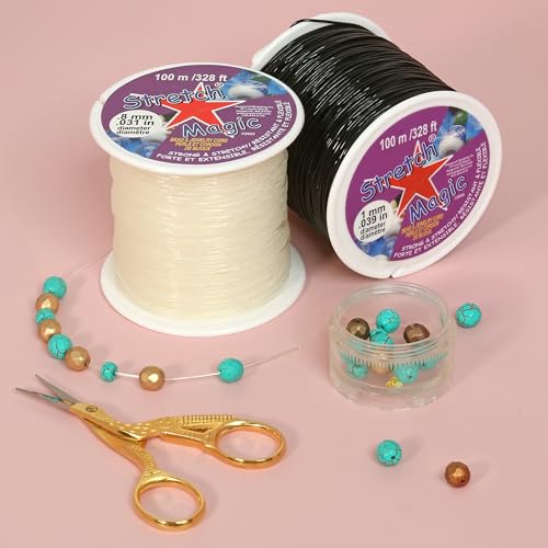 Stretch Magic Bead & Jewelry Cord - Strong & Stretchy, Easy to Knot - Clear Color - 0.5mm Diameter - 100-Meter (328 ft) Spool - Elastic String for Making Beaded Jewelry - size: 0.5 mm, style: Clear - 100 Meter