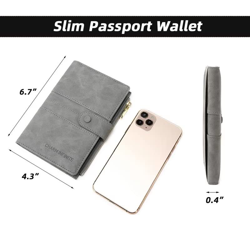 Mudono RFID Blocking Slim Passport Wallet, Travel Document Organizer - color: Orange
