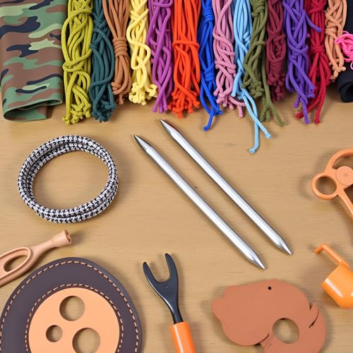 2Pcs Silver 550 Paracord Fids Lacing Stitching Weaving Needles Stainless Steel Camping and Hiking, Leathercraft, Paracord Tools Leathercraft