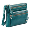 Small Leather Crossbody Bag for Women Adjustable Sling Purse Multi Pocket | Genuine Top Grain Leather, 4 Zip Pockets, Cross Over for Travel, Gift for Women, Phone Pocket - color: Emerald Green Nappa