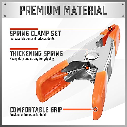 HORUSDY 10-Piece 2 inch Small Spring Clamp, Spring Metal Spring Clamps, 3/4"-inch Jaw opening - color: Orange, size: 2 inch 10-Piece