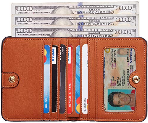 Toughergun Women’s Small Slim Leather Wallet with RFID Protection, Compact Bifold Mini Purse with Clear ID Window - color: 13 ReNapa Tan
