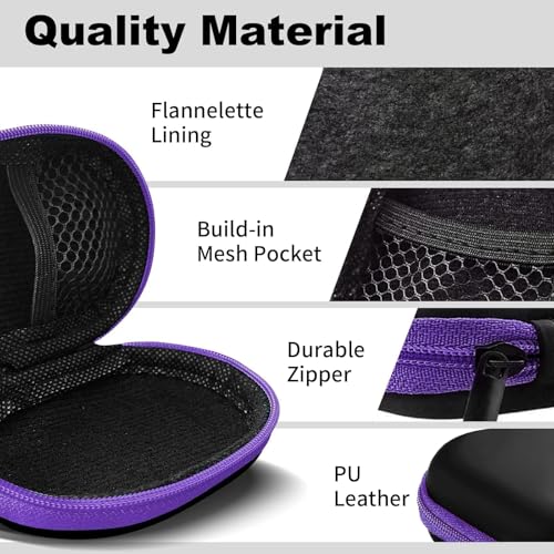 Oval Earbud Case Portable EVA Carrying Case Storage Bag Cell Phone Accessories Organizer with Carabiner for Earphone, Earbud, Earpieces, SD Memory Card, Camera Chips, Purple - color: E2-Oval Purple