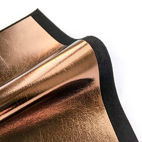 Real Bronze Metallic Leather Piece: Genuine Shiny Leather with Metallic Top for Sewing, Crafting and Jewelry Making (Bronze, 8x10In/ 20x25cm) - color: Bronze, size: 8x10In/ 20x25cm