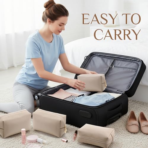Sanwuta 9 Pcs Makeup Bags Bulk Toiletry Case,Apricot - color: Apricot