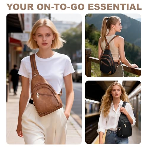 SYTRAH Anti Theft Sling Bag for Women, RFID Crossbody Purses Travel - color: Coffee Brown