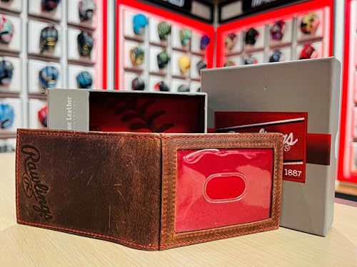 Rawlings | Men's Front Pocket Wallet Collection | Genuine Leather | Multiple Styles & Colors - color: Distressed Brown | Bifold Money Clip