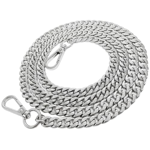 55" Silver Purse Chain Strap Replacement for Crossbody Bag Handbags | DIY Iron Flat Chain Strap with Metal Buckle for Purse, Crossbody Bag, Shoulder Handbags, Bucket Bags - color: Silver, size: 55"