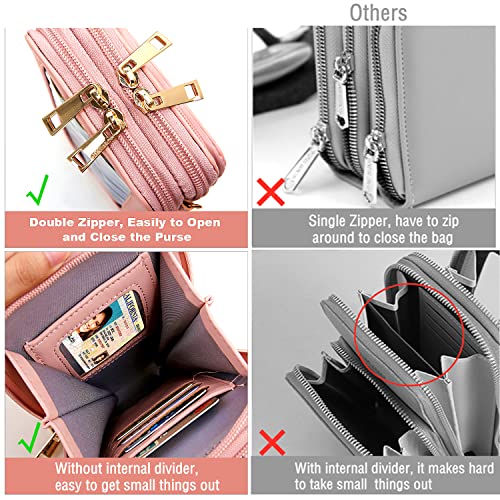Crossbody Cellphone Purse Women Touch Screen Bag RFID Blocking Wallet Handbag Shoulder Strap - color: Pink-small, size: Small