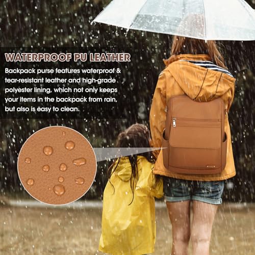 NUBILY Backpack Purse for Women Leather Anti-Theft Mini Backpack Fashion Designer Handbag Convertible Travel Bag Ladies Shoulder Bags, Brown - color: Brown