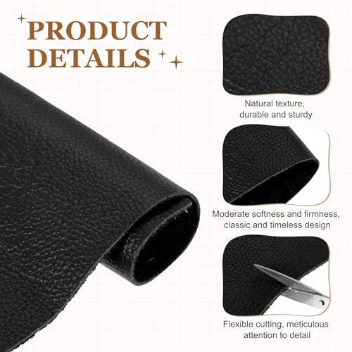 MECCANIXITY 1 PCS Top Grain Leather Sheet 11.8 x 7.9 Inch Natural Cow Leather 1.5-1.8mm Fabric Pieces for DIY Craft Furniture Office Belts Notebook Covers, Black - color: Black, size: 1.5-1.8mm