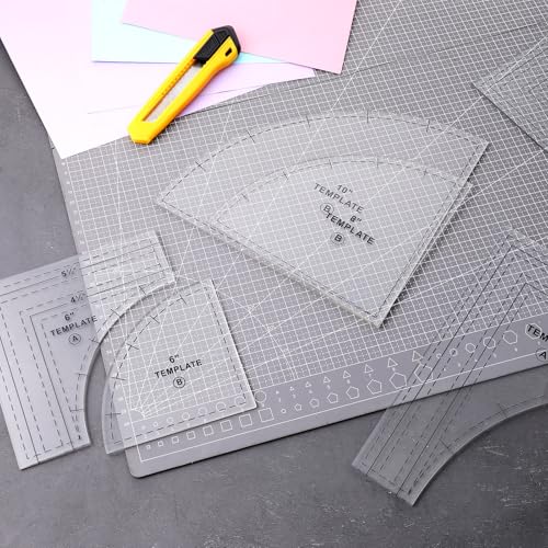 3 Set Drunkards Path Quilting Templates10 '' 8 '' 6 '' Large Quilting Rulers and Templates for Cutting Patterns with 1/4" Seam Allowance Supplies for DIY Craft(Clear)