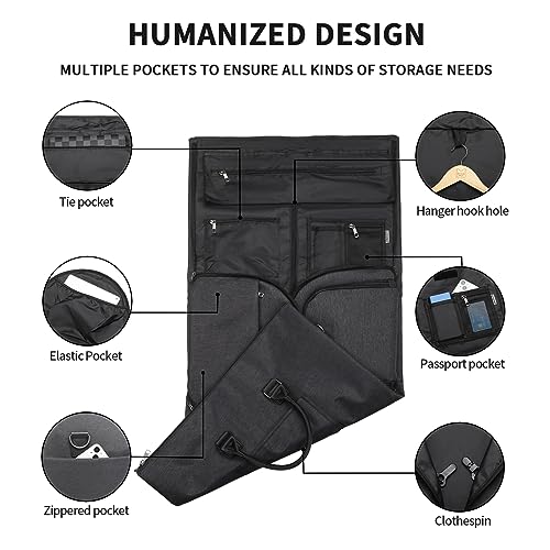 seyfocnia Convertible Travel Garment Bag,Carry on Garment Duffel Bag for Men Women - 2 in 1 Hanging Suitcase Suit Business Travel Bag - color: Grey