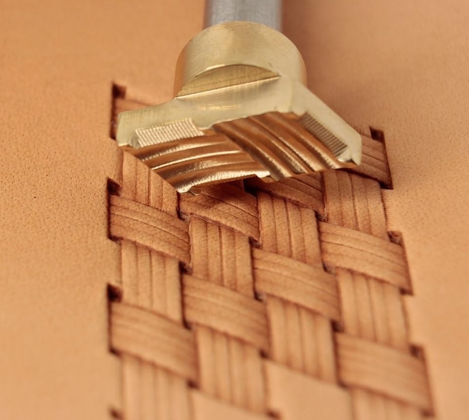 DandS ltd Leather Stamp Tool, Basket Weave, Professional Steel Craft Tool for Leatherworking, Embossing, Carving & Stamping Projects, Belts, Wallets & DIY, Compatible with Mallet, #261 - color: Basket weave 0.24" x 0.43"