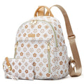 Makes Mini Backpack for Women, Small Casual Backpacks Daily Travel Bag 2pcs | Small Bookbag,Work Travel School PU Leather Shoulder Bag Mochilas Para Mujer Rucksack Gifts for Lady Girls Mother Wife - color: Beige Flower