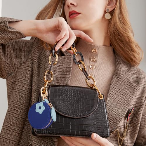 Fruit Coin Purse Bag Charm Keychain, Mini Charm Kawaii Leather Coin Purse Pouch Holder for Airtag Handbag Tote Wallet - color: Blueberry