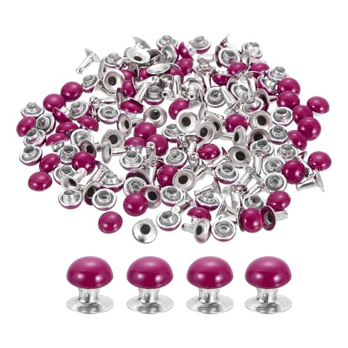 uxcell 100Set Leather Rivets Studs, 6mm/0.2" Purse Handbag Feet Mushroom Dome Round Metal Rivets Studs Screw Back for Leather Craft DIY Bag, Fuchsia - color: Fuchsia, size: 6mm