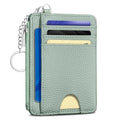 Kelvoris Credit Card Holder Small Wallet Women, Slim RFID, Green | Keychain, Zipper Coin Pocket, Front Pocket Thin Travel Card Case, Minimalist, 6 Card Slots, 1 ID Window, Ladies Gifts Woman - color: Solid Green