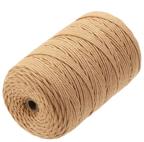 Macrame Cord 3mm x 328yards, Soft Colored Macrame Rope, Natural Cotton Cord for Plant Hangers, Wall Hanger, Decorative Projects(Latte) - color: Latte, size: 3mm×328Yards