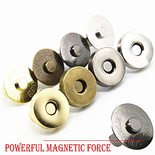 MYUBWTF 20 Set Magnetic Button Clasp Snaps, 3/4“ Purse Magnetic Bag Fastener Clasp, Magnetic Button Replacement Kit for Sewing, Craft, Purses, Bags, Clothes, Leather (Gold) - color: Gold