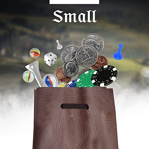 Leather Drawstring Pouch, Coin Bag, Medicine Tobacco Pouch Medieval Reenactment Made in U.S.A. by Nabob Leather Size 4.75" x 3" - color: Rustic Brown, style: Small