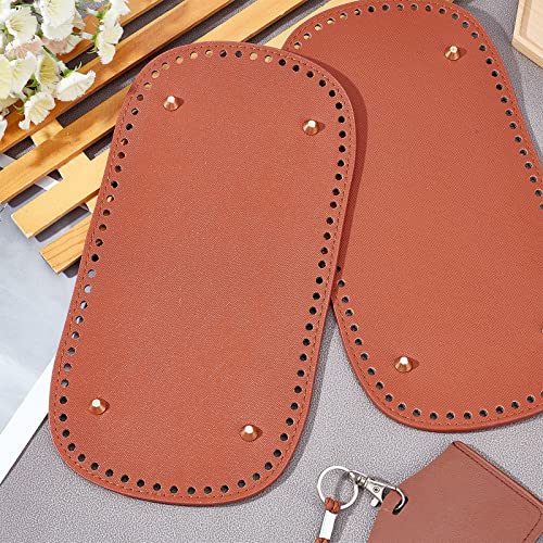 PH PandaHall 2pcs Crochet Bag Bottom 11.8x5.9" Oval Purse Bottom PU Leather Bottom Shaper Pad Bags Cushion Base with Holes for Leather Purse Handbags Shoulder Tote Bags Knitting Crocheting, 4mm Hole - color: Brown