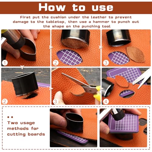 8 Pcs Leather Cutter Tool Circle Leather Cutter Leathers Punch Set | Leather Punch Set, 20 25 30 35 40 45 50 55mm High Carbon Steel Multiple Shapes Hollow Punching Tools for DIY Cutter Craft - size: 8 Pcs Fusiform