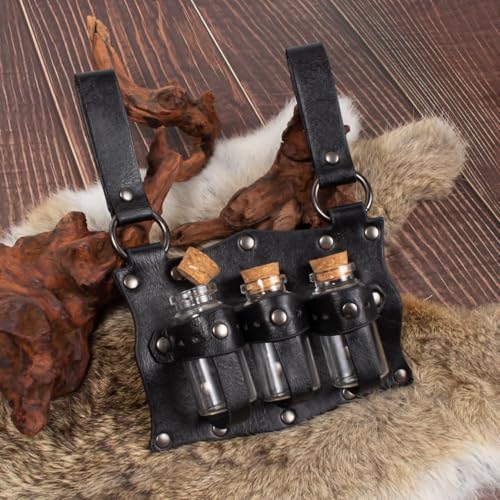 Renaissance Belt Pouch Purse Viking Bracer Hook Halloween Set Medieval Festival Costume Accessory Casual Fanny Pack Waist Bag - color: Vials-black