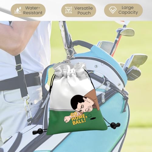 Artpreti Funny Golf Valuables Pouch,Golf Pouch Bag with Drawstrings Golf Tee Leather Tee Ball Bag for Men Women - Go Home Ball - style: Golf Pouch Bag -Go Home Ball
