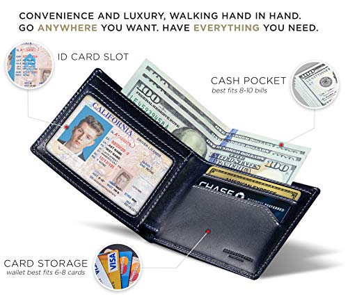 SERMAN BRANDS Mens Slim Bifold Wallet RFID Blocking Minimalist Front Pocket Wallets for Men - Thin & Stylish - color: Z. Atlantic Blue Elite