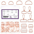 Swpeet 48Pcs 4 Sizes Rose Gold Metal D Ring & Rectangle Adjuster Triglides Slides Buckle & D Ring Swivel Lobster Clasp Kit, Semi-Circular D Rings Roller Pin Buckles Swivel Snap Hook for Belt - color: Rose Gold