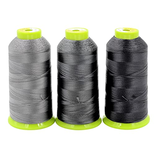 Tortoise 3 Cones Heavy Duty Thread of 2000 Yards Each Spool UV Resistant High Strength Thread # 69 T70 Size 210D/3 for Upholstery,Leather,Purses,Outdoor,Beading,Canvas Color Differ Grey - color: Differ Grey