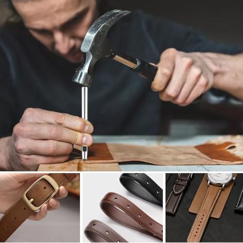 10Pcs Leather Hole Punch Set 0.5-5MM Metal Hollow Round Punches Belt Hole Puncher for Belts Watch Band Paper Plastic Leather Crafting