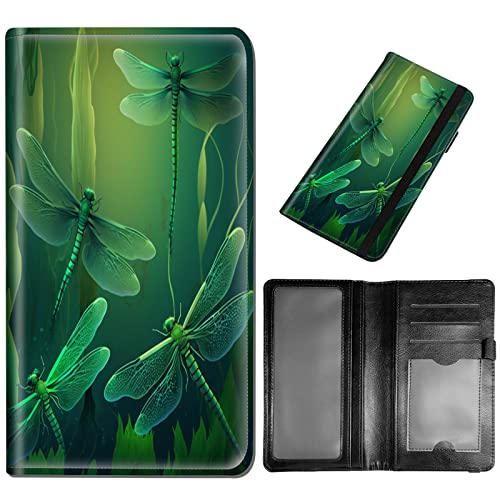 Checkbook Cover - PU Leather Standard Duplicate Register Check Card Book Holder Wallet with RFID Blocking Function for Girl Men Women, Green Dragonfly - color: Green Dragonfly