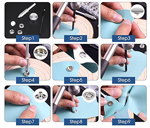 220 Pieces Metal Snap Fastener Kit, BetterJonny 15mm Copper Heavy Duty Snap Button Press Stud Cap with 3 Setting Tools for Marine Boat Canvas Bag Leather DIY Craft Black
