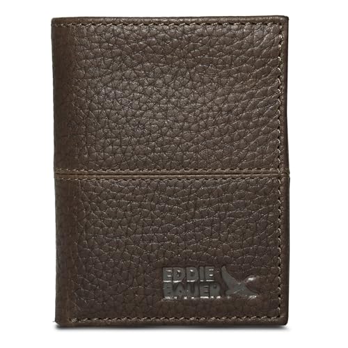 Eddie Bauer Men Signature Trifold Wallet - color: Rugged Leather - Brown