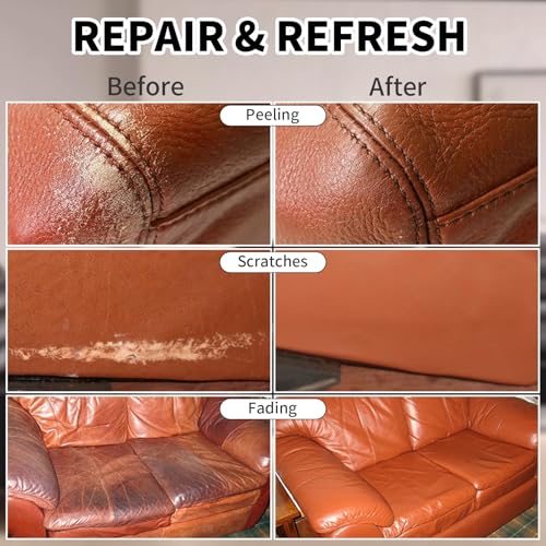 SHADAIWUYU 8.5oz Leather Recoloring Balm with 100ml Mink Oil,Light Brown Leather Repair kit for Furniture and Car Interior,Leather Couch Scratch Repair,Leather Dye Paint,Mink Oil for Leather - color: Light Brown, size: Leather Recoloring Balm+Mink Oil
