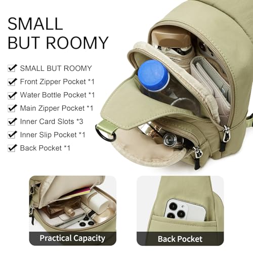 cakang Womens Sling Bag Crossbody Bags for Women Vegan Leather Sling Backpack Daypack Fanny Pack Crossbody Purse Travel - color: 6-green-small