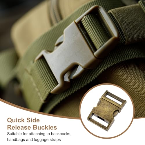 HARFINGTON Metal Quick Side Release Buckles Zinc Adjustable Quick Release Buckle Replacement Snaps Clips Clasps - color: Bronze, size: 1-1/2"(38mm)