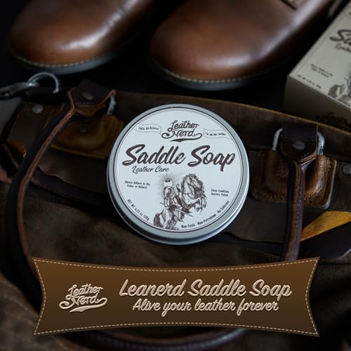 Saddle Soap for Leather,Leather Nerd Leather Cleaner Conditioner for Boots - size: 4.23 Oz Saddle Soap Kit